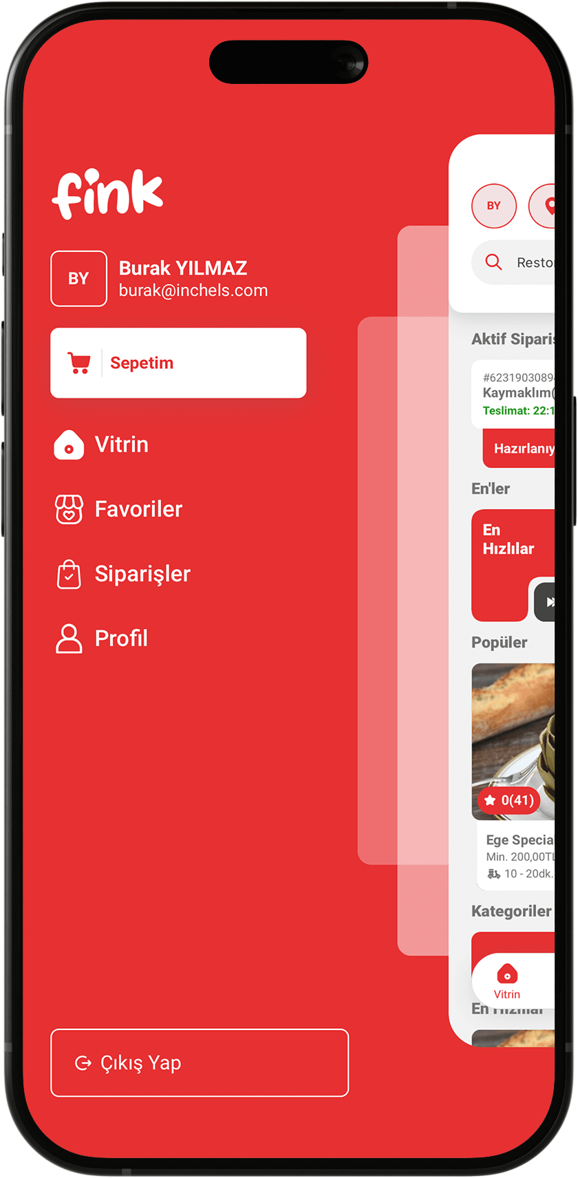 Fink Yemek Mobil Uygulama